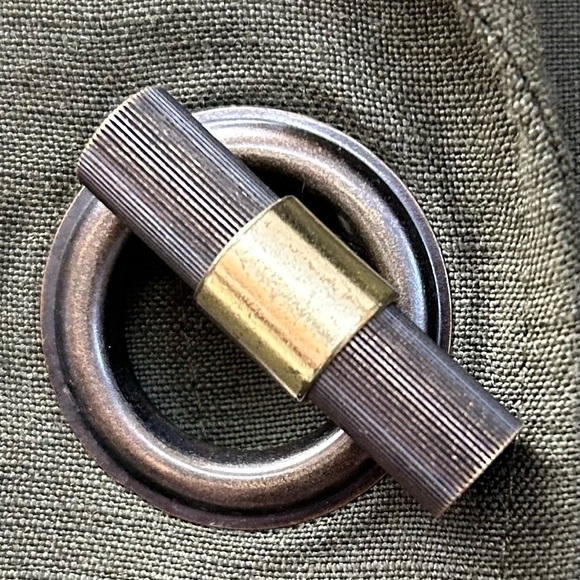 Kasper/Size 8 PETITE /Pant Suit /Olive Green Linen Blend /Jacket round button - Picture 2 of 9